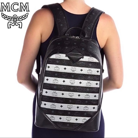 NWT MCM Large Leather Logo Backpack - Picture 2 of 16